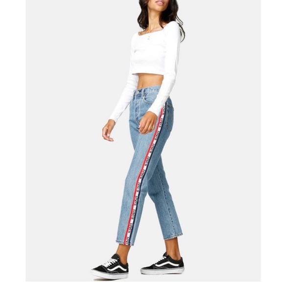 Levi's 501 Straight Leg Logo Tape Jean - Picture 4 of 12